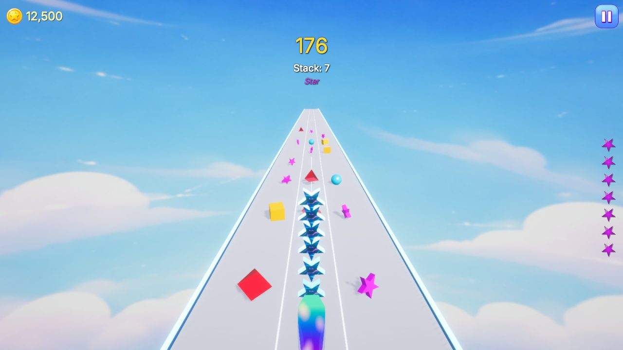 Stack Dash — a stack of neon stars racing down the track